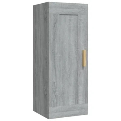 Image of vidaXL Wall Cabinet with Ample Storage Grey Sonoma, Engineered Wood, Ideal for Living Room or Bedroom 35x34x90 cm Size, Scandinavian Styled