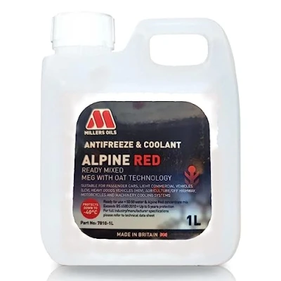 Image of Millers Alpine Red Ready to Use Antifreeze, MEG with OAT Technology, 5 Year, 1 Litre