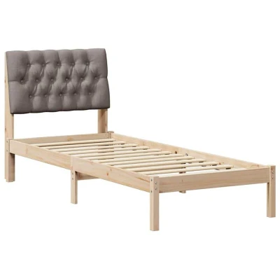 Image of vidaXL Bed Frame with Upholstered Headboard Brown 80 x 200 cm