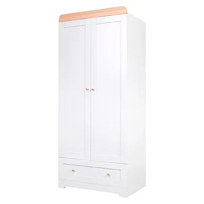 Image of Tutti Bambini Wooden Wardrobe for Childrens Bedroom Rio Series Solid Pine Nursery Furniture in (Dove Grey/Oak)
