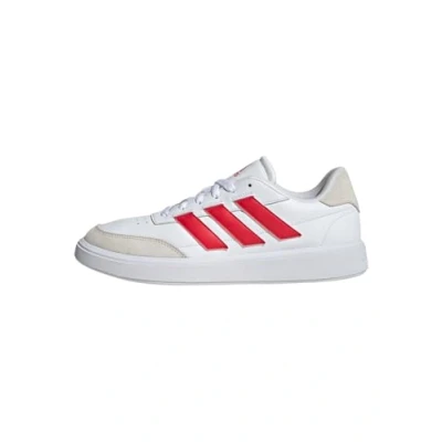 Image of adidas Men&#039;s Courtblock Shoes, Cloud White/Pure Ruby/Off White, 7 UK