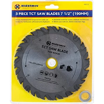 Image of NEW SET OF 3 TCT SAW CIRCULAR BLADES 7 1/2 INCH CUT CUTTING WOOD