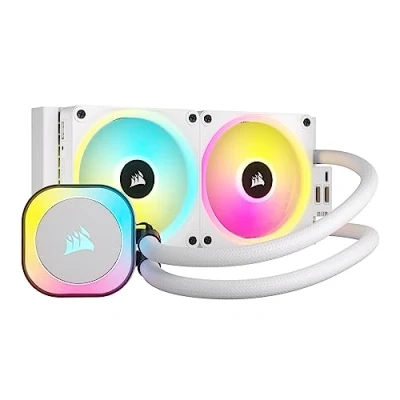 Image of Corsair iCUE LINK H100i RGB Liquid CPU Cooler 240mm AIO QX120 Fans Fits Intel® LGA 1700, AMD® AM5 System Hub Included White