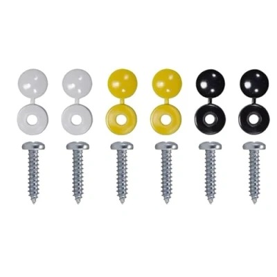 Image of Goliath Number Plate Fixings, 36 Piece Set, Quality Hinged Caps and 19mm Screws (36)