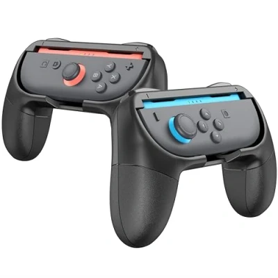 Image of FINTIE Controller Grips for Nintendo Switch 2 (2025) Joy Con, [Ergonomic Design] Wear Resistant Comfort Handle Holder Con (2 Pack), Black