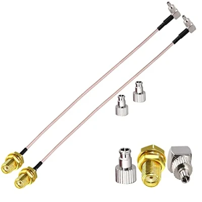 Image of TUOLNK 2 Pack SMA Female to Right Angle CRC9/TS9 Male Dual Connector Cable TS9/CRC9 Extension Coax RG316 RF Coaxial 0.98ft(30cm)