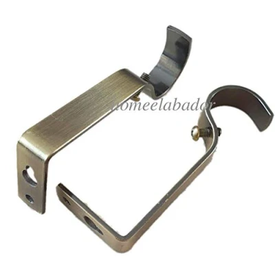 Image of HomeElabador Curtain Pole Rod Bracket Pipe Holder Heavy Duty Drapery Ring Hook Sturdy Metal Alloy Brackets 19mm (Brass)