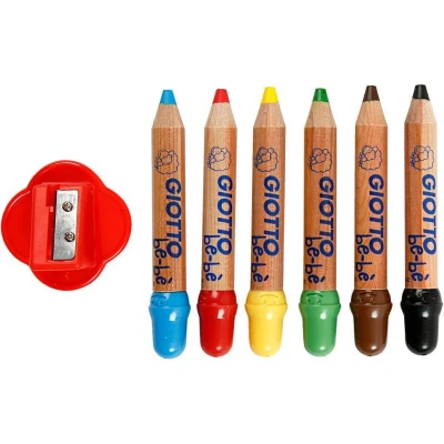 Image of GIOTTO be bè Super Large Pencil Set of 6 Assorted Colours, Washable, Suitable for Ages 2+