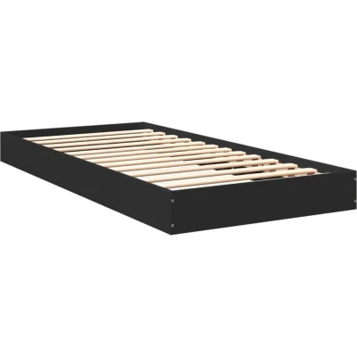 Image of vidaXL Bed Frame without Mattress Black 75x190 cm Small Single Engineered Wood