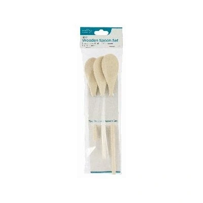 Image of 3pc Wooden Cooking Spoons Set 3 Sizes By Ashley