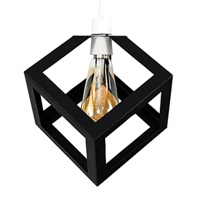 Image of MiniSun Retro Style Black Metal Puzzle Cube Design Ceiling Pendant Light Shade