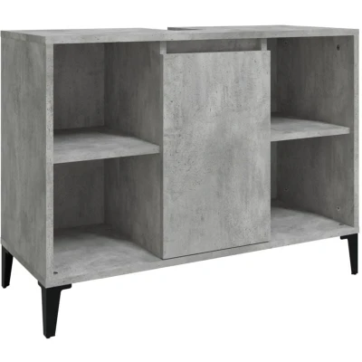 Image of vidaXL Sink Cabinet, Under Cabinet with Drawer, Bathroom Vanity Unit Door, Unit, Industrial Style, Concrete Grey Engineered Wood