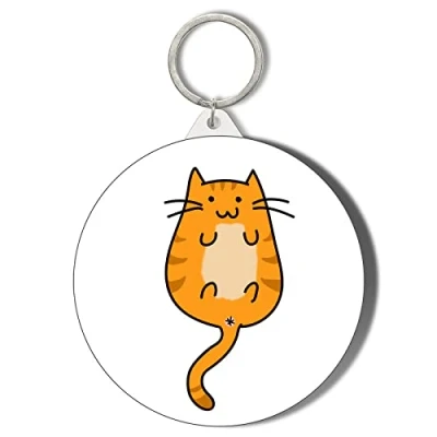 Image of Gift Insanity CARTOON GINGER TABBY CAT LARGE 58mm ROUND KEYRING
