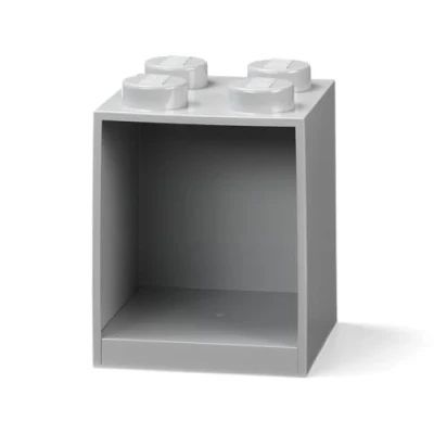 Image of LEGO Brick Shelf 4 Knobs Grey, Stackable Storage Box, Desk Organiser, Box for Toys, Books, and More, Home Decor, 159 x 161 47 mm