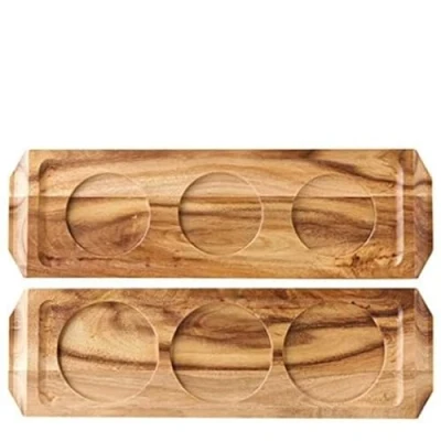 Image of Utopia Acacia Wood Wine/Beer Flights Pack of 6 Drink Presentation Boards, Wooden Serving Drinks Paddles