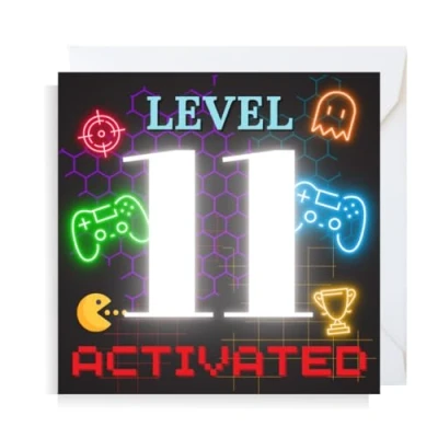 Image of Second Ave Gaming Gamer 11th Birthday Age 11 Square Children&#039;s Kids Greeting Card for Boy or Girl