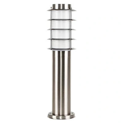 Image of MiniSun Modern Outdoor Stainless Steel 450mm Bollard Lantern Light Post Complete with a 4w LED Candle Bulb [6500K Cool White]