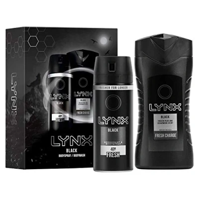 Image of Lynx Black Mens Gents Shower Gel &amp; Deodorant Duo Set 2 Piece Pack