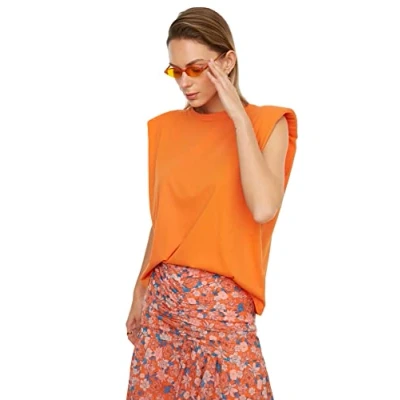 Image of Trendyol Women Regular Basic Crew Neck Knit T Shirt Orange