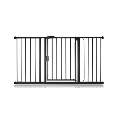 Image of Safetots Pressure Fit Self Closing Stair Gate, 139.8cm 146.8cm, Matt Black, Auto Baby Safety Barrier for Toddler, Easy Installation