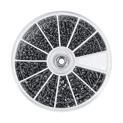 Image of Small Screws, 600pcs 12 Kinds of Screws Nuts Assortment Kit M1 M1.2 M1.4 M1.6 for Watches Glassess with Box