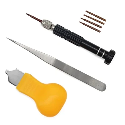Image of lenpestia Watch Battery Replacement Tool Back Removal Kit Screwdriver Set Tweezer Pry Cover Case Remover Opener Accessories 3PCS