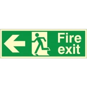 Image of Glow In The Dark Fire Exit Left Sign 300mm x 100mm Rigid Plastic