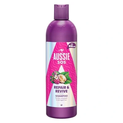 Image of Aussie SOS Repair &amp; Revive Shampoo 500ml to Leave Dry, Stressed and Damaged Hair Feeling Soft, Smooth Hydrated, Protects against Future Damage, Vegan, Infused with Australian Superfoods