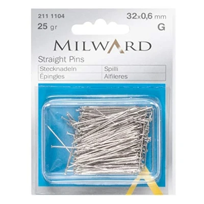 Image of MILWARD Straight Sewing Pins, Silver, 32mm, 25g