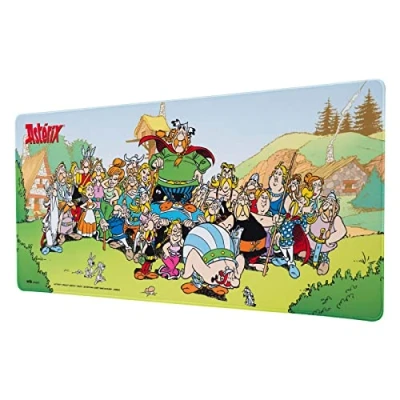 Image of Grupo Erik Asterix XXL Mouse Mat Desk Pad 31.5&quot; x 13.78&quot; Non Slip Rubber Base Pad, Gaming Keyboard And Obelix
