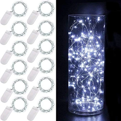 Image of Ooklee® Fairy String Lights Battery Operated, 12 Pack 2m 20 LED Copper Wire Starry Bottle Light, Twinkle Craft Sets Lighting for Table Party Wedding Indoor Jar Christmas Garden Decoration(Cool White)