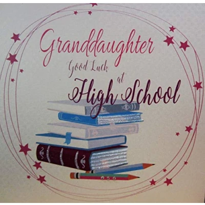 Image of White cotton cards SP111 gd&quot;Granddaughter Good Luck at High School&quot; Handmade Card