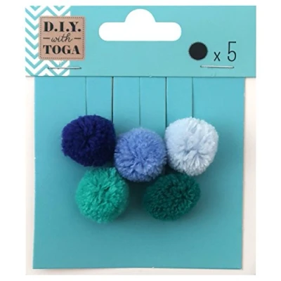Image of Toga Pack of 5 Round Poms, Wool, Multicolored, 2 x cm