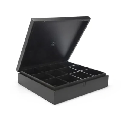 Image of Bredemeijer Tea Box 12 Compartments Bamboo Without Window, Black