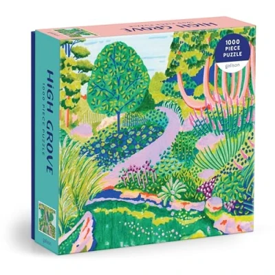 Image of Galison High Grove 1000 Piece Jigsaw Puzzle Featuring Beautiful Artwork Of A Green Lush Landscape