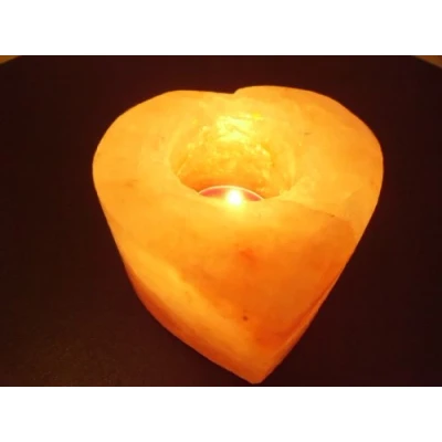 Image of Rock Salt Tea Light Holder in Heart Shape