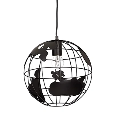 Image of Relaxdays Hanging Lamp Sphere, Pendant with Globe Design, Adjustable, Metal, Ø 30 cm, Black