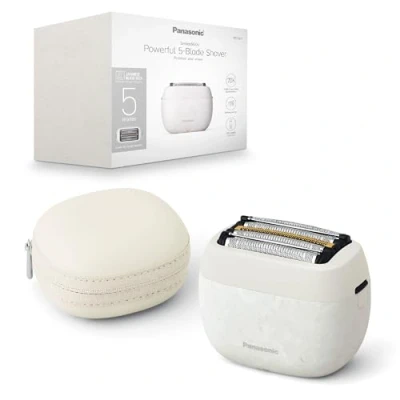 Image of Panasonic ES PV6B W811 Series 900s Shaver, Wet &amp; Dry 5 Blade Electric Shaver for Men, Responsive Beard Sensor, USB C, Carry Case, NAGORI® Marble White