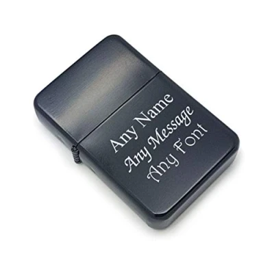 Image of Personalised Engraved Black Lighter Metal Tin Gift Box Personalise Any Message
