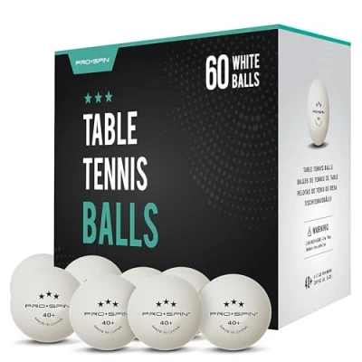 Image of PRO SPIN Ping Pong Balls White 3 Star 40+ Table Tennis High Performance ABS Training Ultimate Durability for Indoor &amp; Outdoor (Pack of 60)