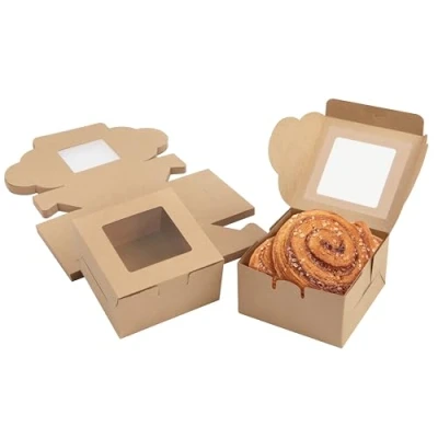 Image of BELLE VOUS Mini Cake Gift Boxes (50 Pack) Brown Kraft Small for Portions Cookie/Brownie Bakery Cardboard Packaging Treats/Gifts