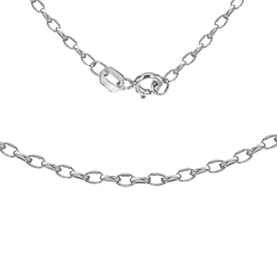 Image of Carissima Gold Women&#039;s 9ct White Hollow 2.1mm Diamond Cut Oval Belcher Chain Necklace of Length 51cm/20&quot;
