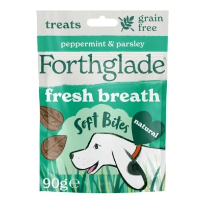 Image of Forthglade Natural Dog Treats Grain Free Soft Bites for Fresh Breath (8 x 90g) Resealable Bags Peppermint &amp; Parsley