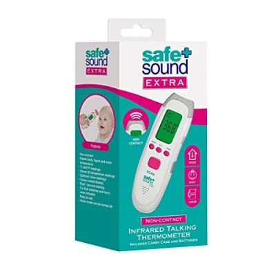 Image of Safe and Sound Non Contact, English Speaking Body, Room, Bath Food Temperature Thermometer for All Ages. Comes with Batteries.