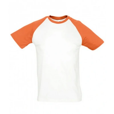 Image of SOLS Mens Funky Contrast Short Sleeve T Shirt (White/Orange) Cotton Size Large