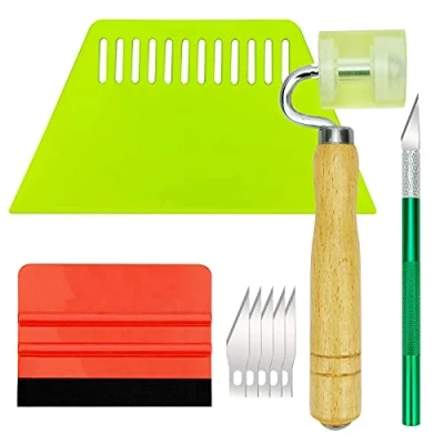 Image of Ewrap Wallpaper Smoothing Tools Kit for Install Adhesive Contact Paper Vinyl Wrap Window Tint Film, with Seam Roller, Large Scraper, Felt Squeegee, Trimming Tool