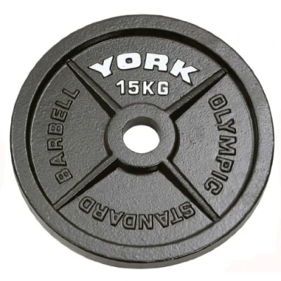 Image of York 15kg 1x Hammertone Cast Iron Olympic Plate
