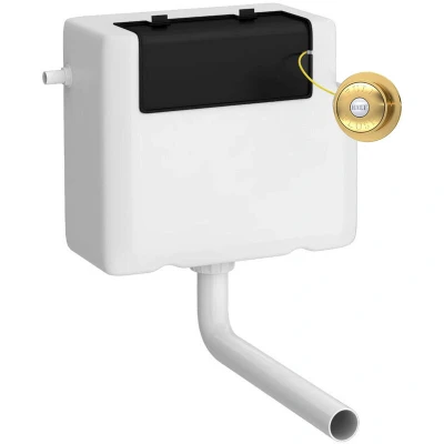 Image of Nuie Concealed Cistern and Brushed Brass Traditional Round Dual Flush Buttons XTY8T03