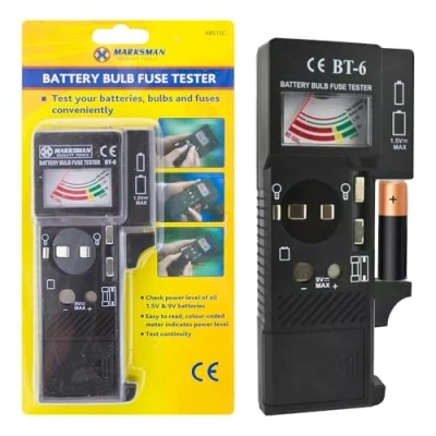 Image of BATTERY, BULB FUSE TESTER 3 IN 1 HOUSE CAR QUICK HANDHELD CHECKER 9V BUTTON CELL