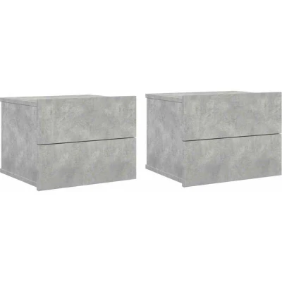 Image of vidaXL Bedside Cabinets 2 pcs Concrete Grey 40x30x30 cm Engineered Wood